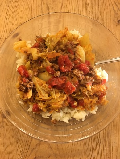 Unstuffed Cabbage Over Rice